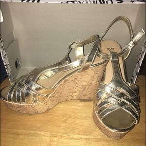 Gold Wedge Sandals